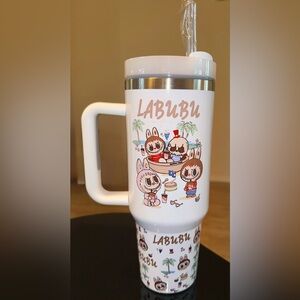 Labubu Inspired Cafe White Travel Mug, NEW, 40 oz,